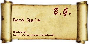 Bozó Gyula névjegykártya